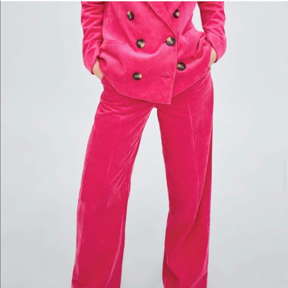 Zara L Fuchsia Corduroy High Rise Pant NWT - Picture 13 of 15